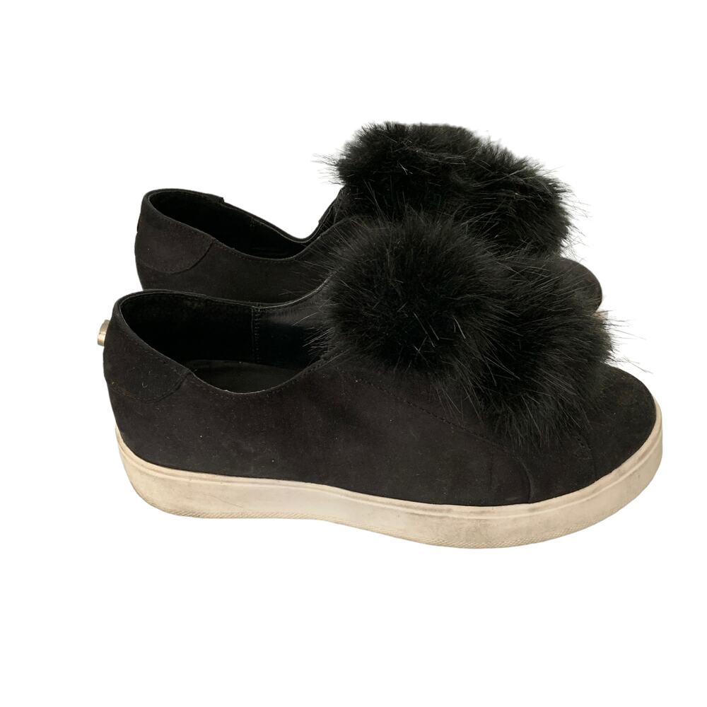 Steve Madden Black Faux Fur Girly Fashion Sneakers 7.5